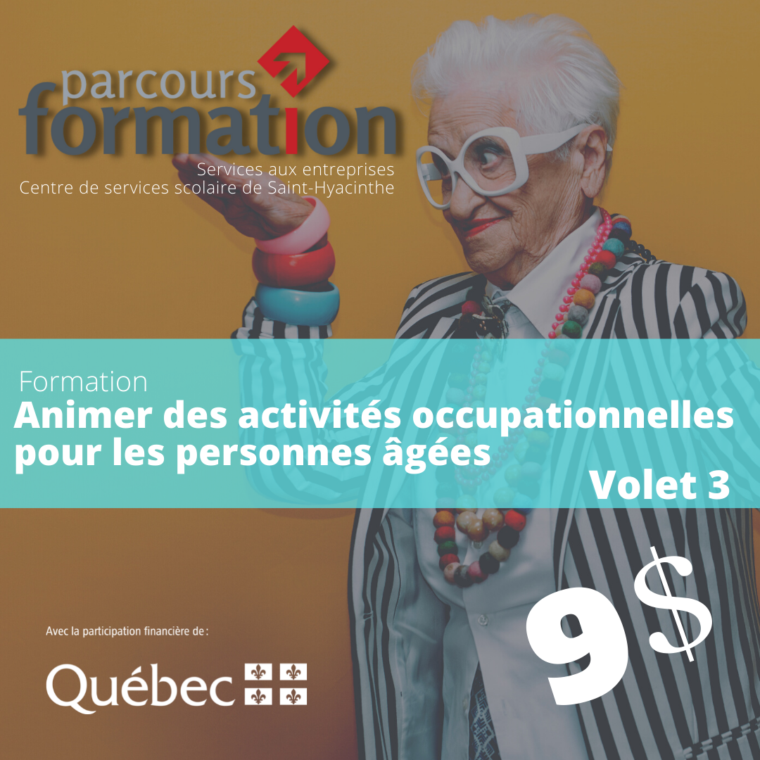 Parcours Formation | Cours à 1$ l'heure | Personne âgée joyeuse vêtue avec des vêtements et accessoires colorées