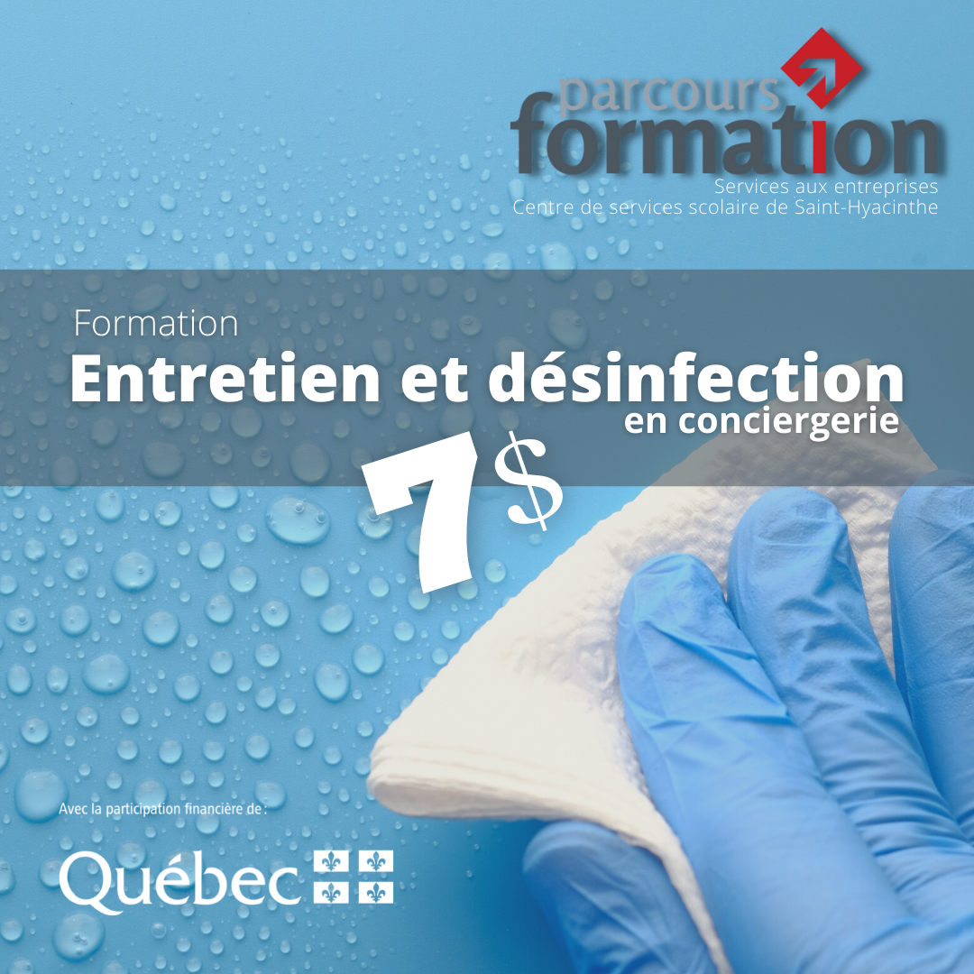 Parcours Formation | Cours à un dollar l'heure | Entretien et désinfection conciergerie